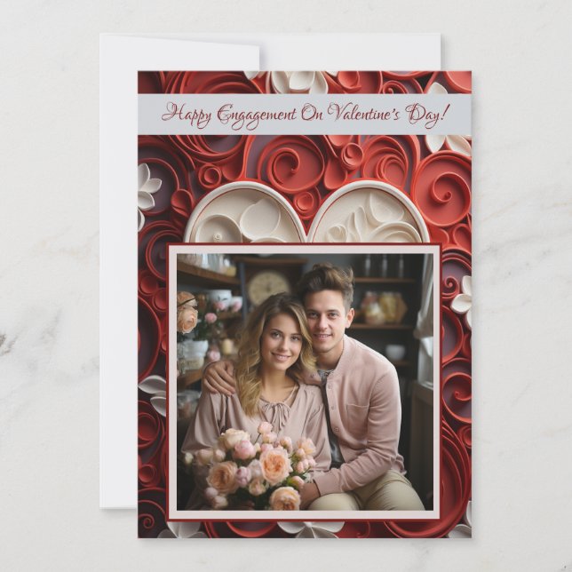 Engagement Valentine's Day Lovecore Personalised 3 Card (Front)