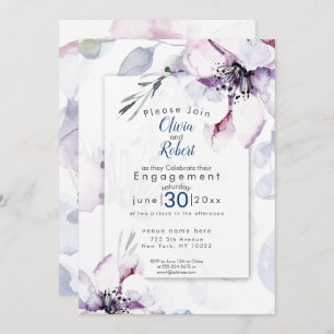 ENGAGEMENT   Watercolor Blossoms and Foliage Invitation