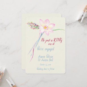Engagement Watercolor Pink Lotus Card