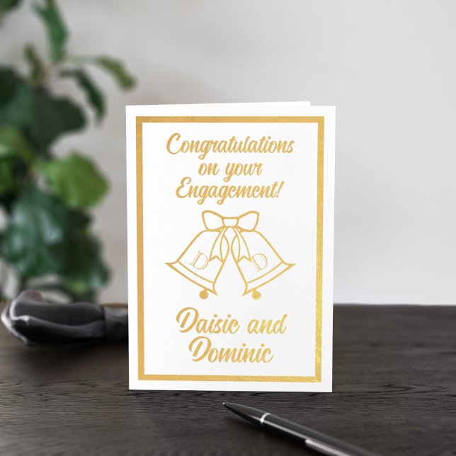 Engagement Wedding Bells Congratulations Foil Card (Wedding bells on the horizon for the newly engaged couple. Just add their names and a message)