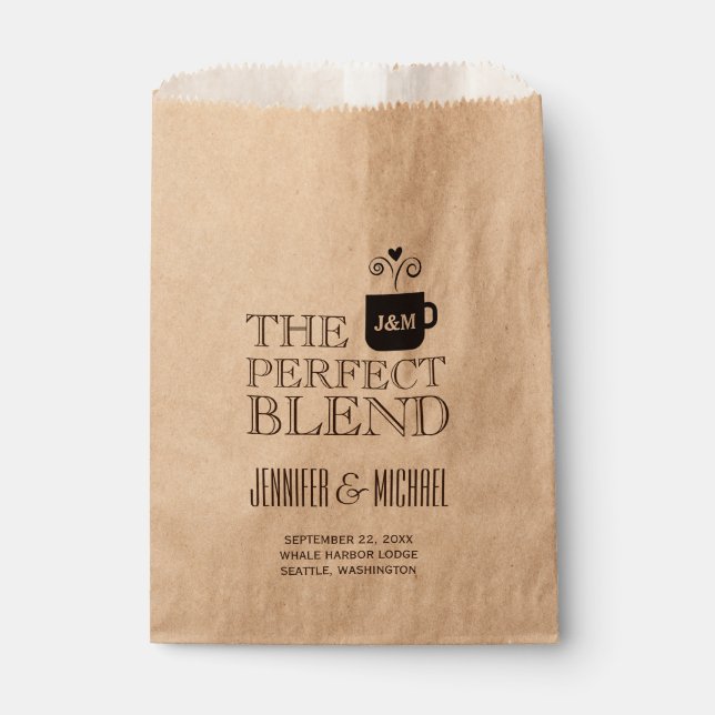 Engagement Wedding Coffee or Tea Buffet Favour Bags (Front)
