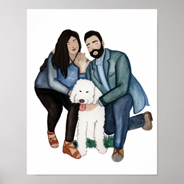 Engagement Wedding Couple Portrait Print (Front)