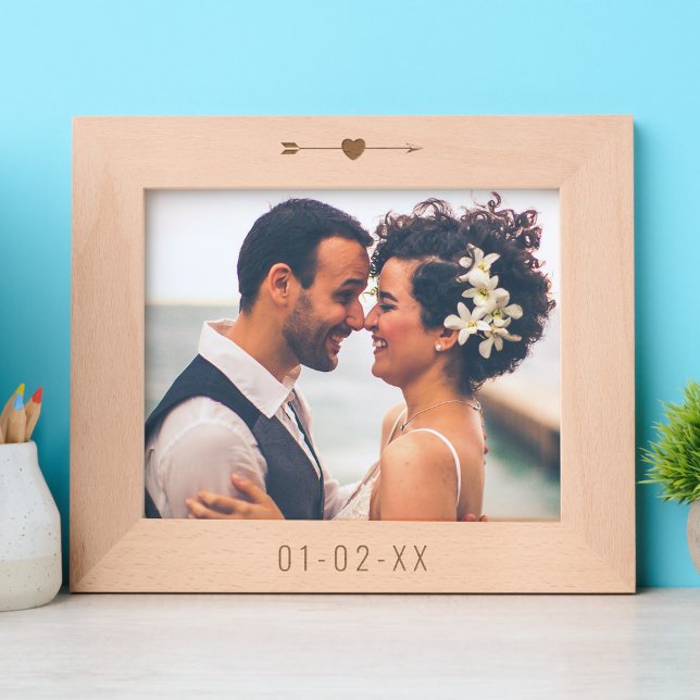Engagement/Wedding Date Heart Arrow Horizontal  Etched Frames (Creator Uploaded)