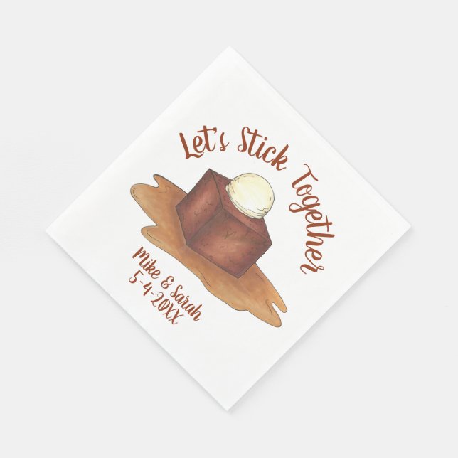 Engagement Wedding Party Sticky Toffee Pudding Napkin (Corner)