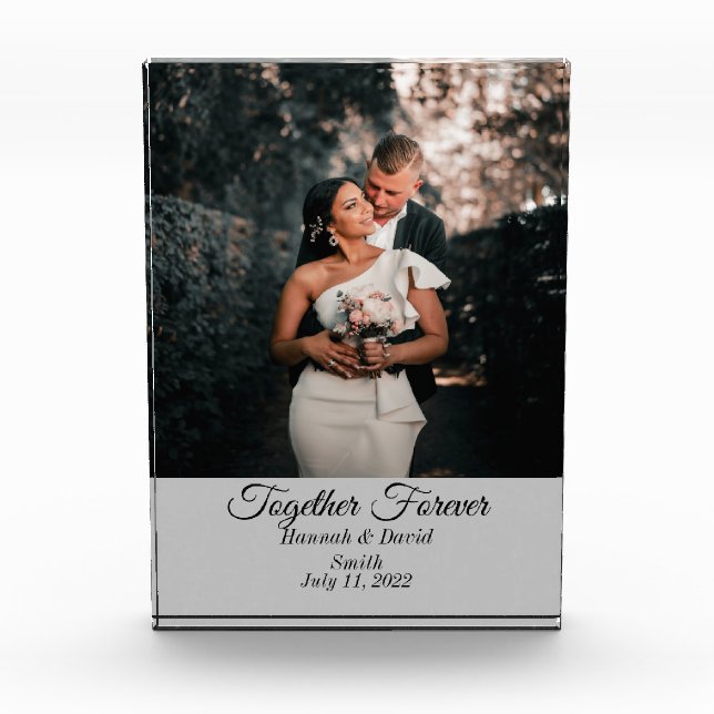 Engagement Wedding Photo and Name Block Grey (Front)