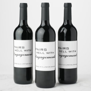 Engagement Wine Label, Engagement Gift, Pairs well Label