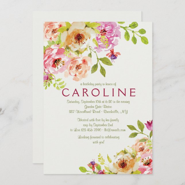 Engaging Floral Invitation (Front/Back)