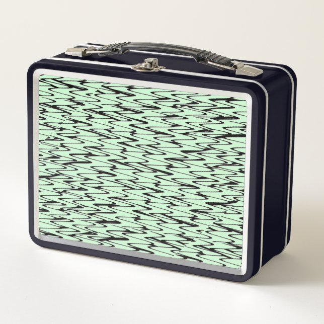 Engaging Mint Green Dynamic  Metal Lunch Box (Front)