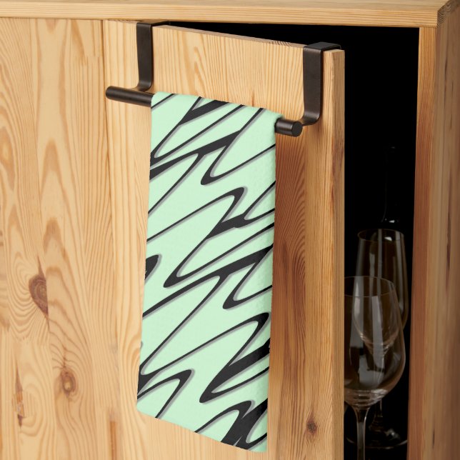Engaging Mint Green Dynamic  Tea Towel (Thirds Fold)