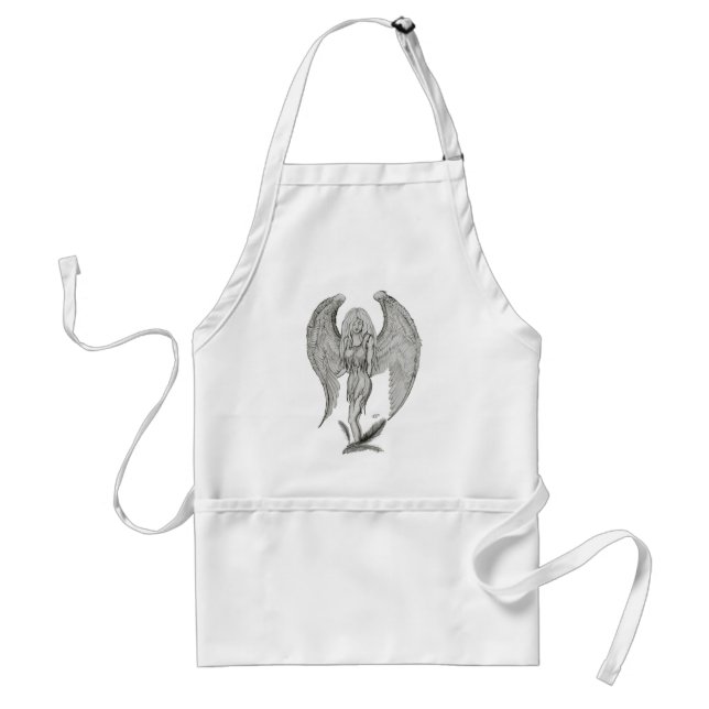 Engel Bleistiftzeichnung Black and white Design Standard Apron (Front)