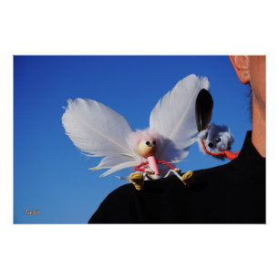 Engel fubby on my shoulder with challenging Monste Poster