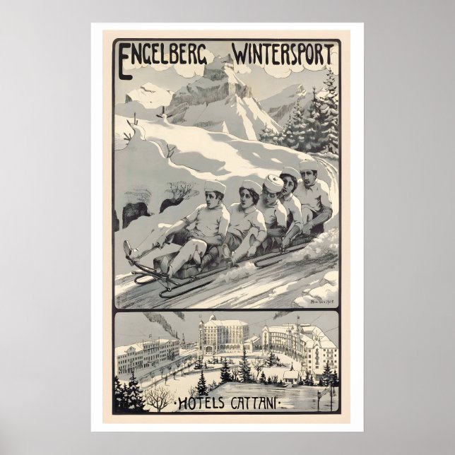 Engelberg Hotels Cattani Winter Sport Switzerland Poster (Front)