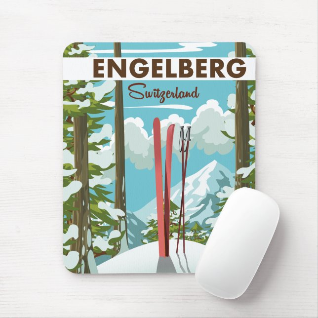 Engelberg Switzerland ski poster  Mouse Pad (With Mouse)
