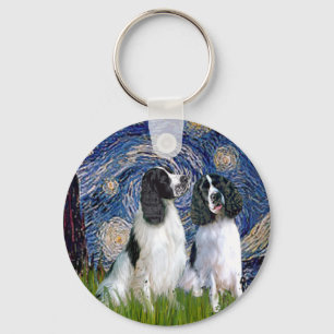 Engilsh Springer Pair - Starry Night Key Ring