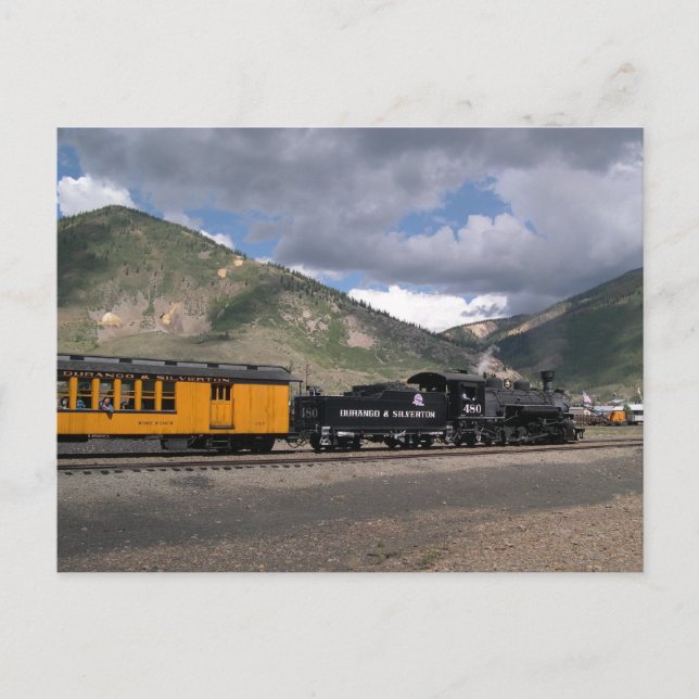 Engine 480 pulls Tourist Train into Silverton, CO Postcard (Front)