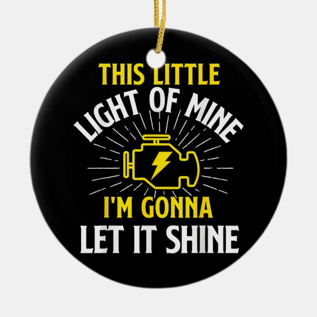 Engine Control Light - Car Guy Auto Mechanic Ceramic Tree Decoration (Front)