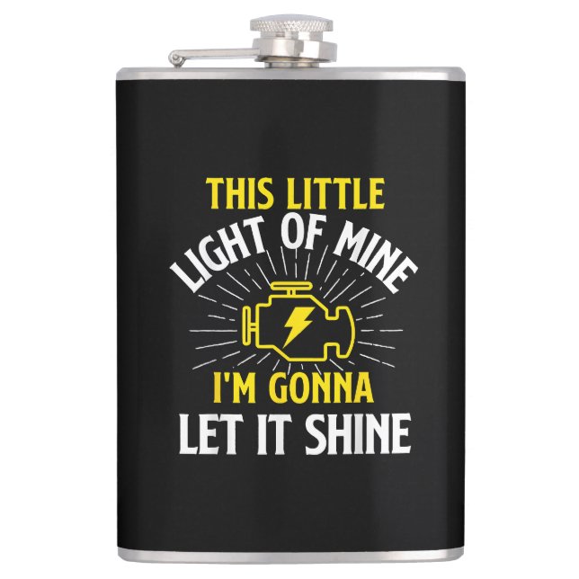 Engine Control Light - Car Guy Auto Mechanic Hip Flask (Front)
