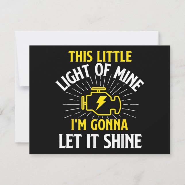 Engine Control Light - Car Guy Auto Mechanic Invitation (Front)