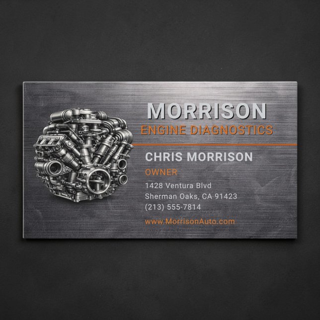 Engine Diagnostics Auto Motor Metallic Business Card (Creator Uploaded)
