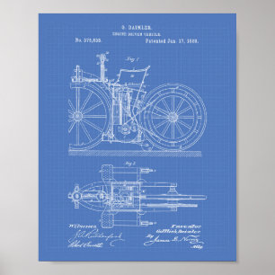 Engine Driven Vehicle 1888 Patent Art Blueprint Poster