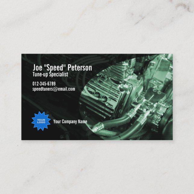 Engine Green Car Service Business Card (Front)