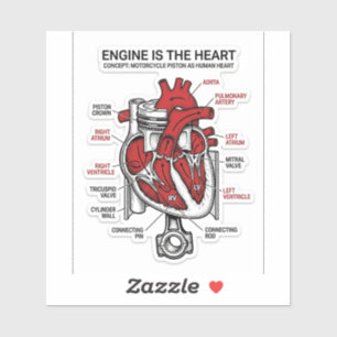 Engine Is The Heart Sticker — Piston Anatomy Decal