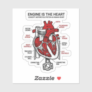 Engine Is The Heart Sticker — Piston Anatomy Decal