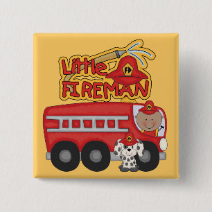 Engine Little Fireman African American Tshirts 15 Cm Square Badge