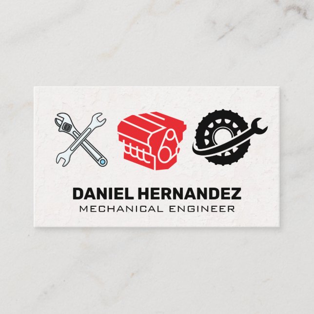 Engine | Wrenches | Auto Mechanic Services Business Card (Front)