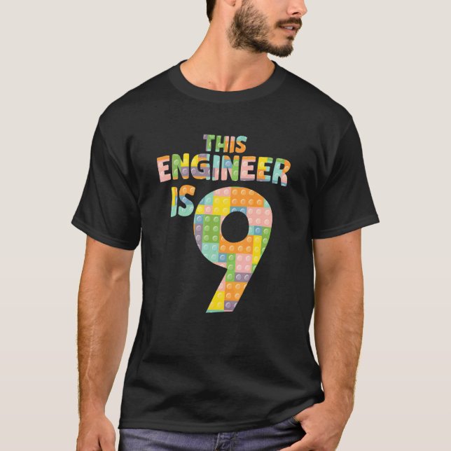 Engineer 9 Years Old Ninth Birthday Born 2013 Mast T-Shirt (Front)