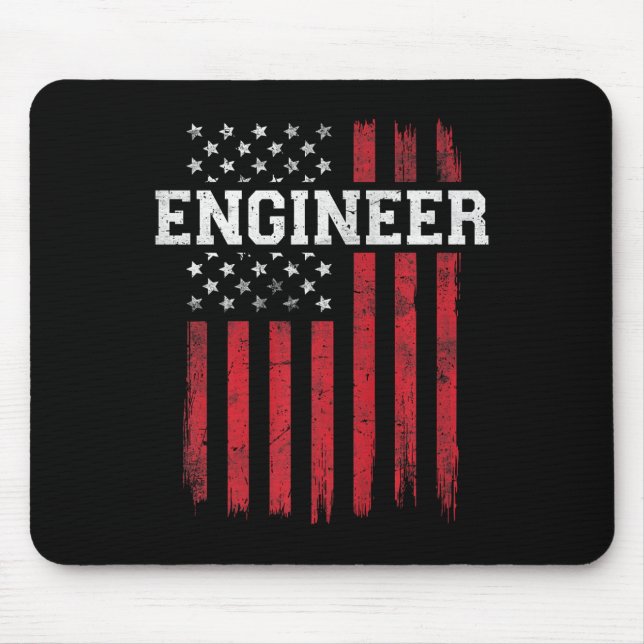 Engineer American Flag Usa Patriot Patriotic  Mouse Pad (Front)
