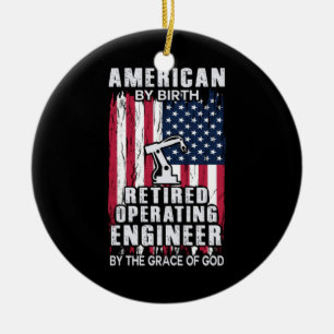 Engineer American Retired Operating Engineer Ceramic Tree Decoration