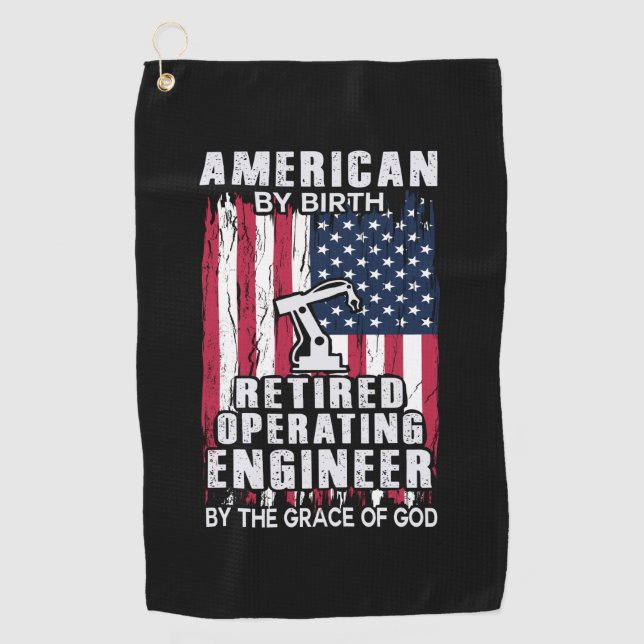Engineer American Retired Operating Engineer Golf Towel (Front)