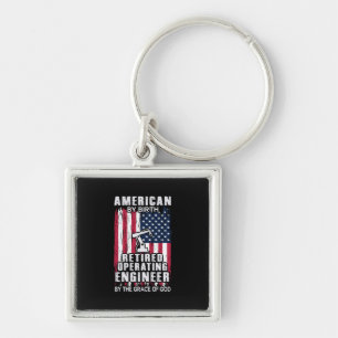 Engineer American Retired Operating Engineer Key Ring