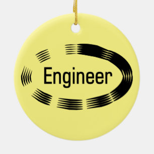 Engineer Black Oval Ceramic Tree Decoration