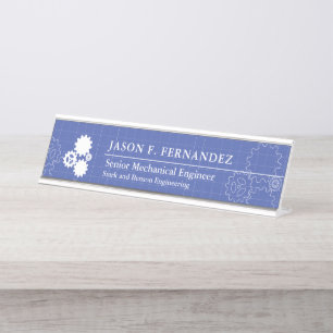 Engineer Blueprint Style Custom Desk Name Plate