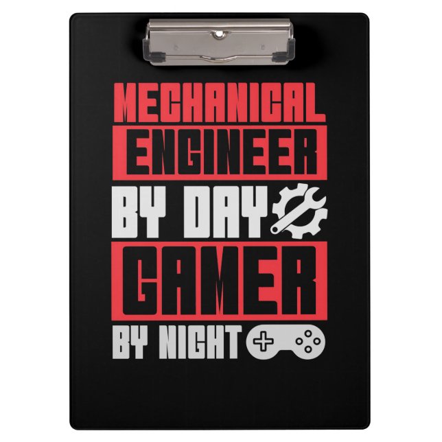 Engineer By Day Gamer By Night Clipboard (Front)