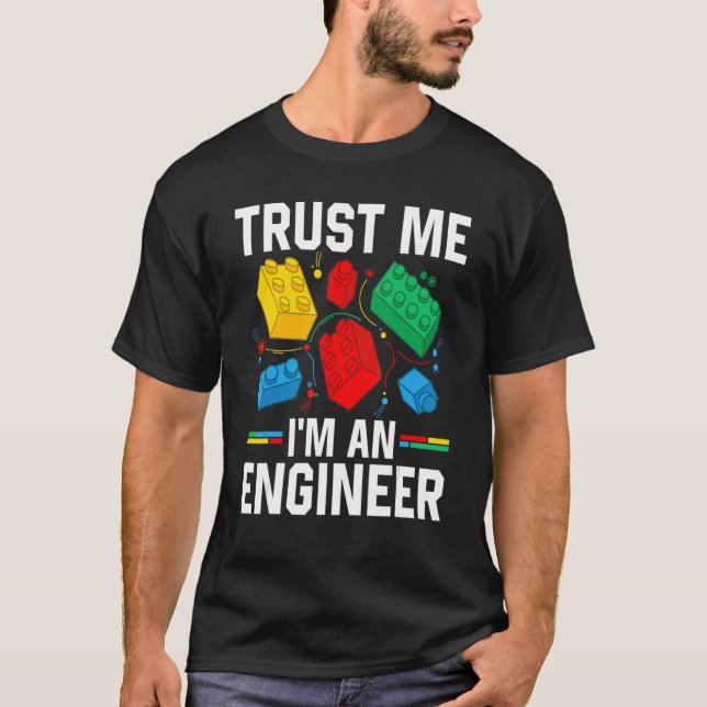 Engineer Children Kids Toy Big Building Blocks Bri T-Shirt (Front)