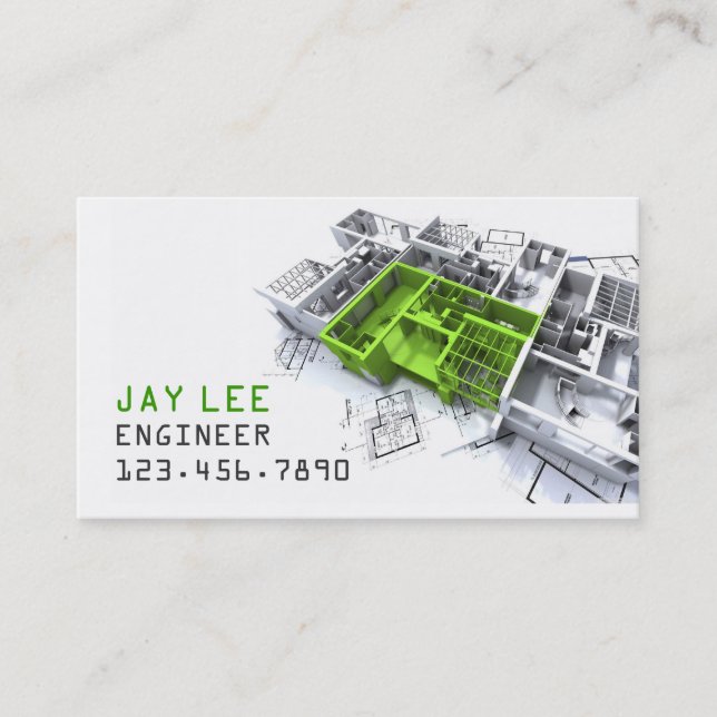 Engineer, Engineering, Architect, Builder Business Card (Front)