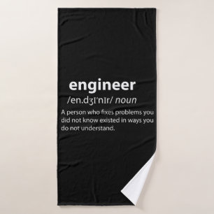 Engineer Funny Dictionary Definition Bath Towel