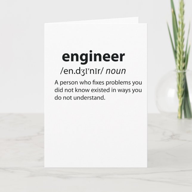 Engineer Funny Dictionary Definition Card (Front)