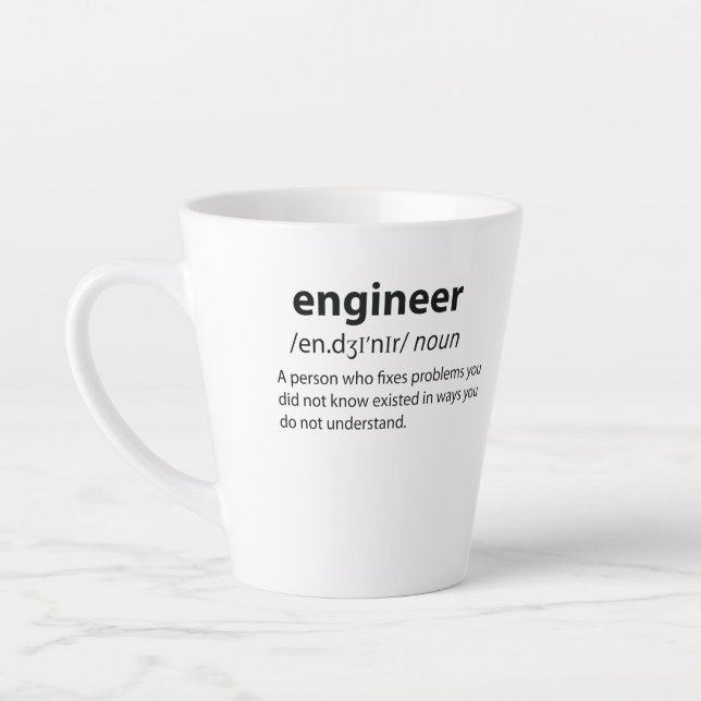 Engineer Funny Dictionary Definition Latte Mug (Left)