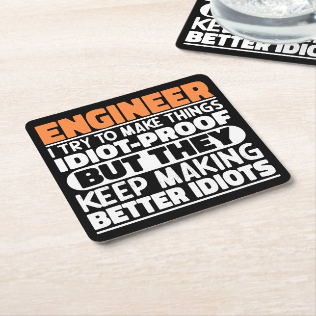 Engineer I Try To Make Things Funny Saying Coaster (Angled)