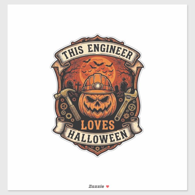 Engineer Loves Halloween Pumpkin Hard Hat Hammer W (Sheet)