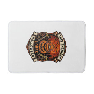 Engineer Loves Halloween Pumpkin Hard Hat Hammer W Bath Mat