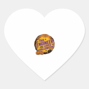 Engineer Loves Halloween Vintage Pumpkin Design_1 Heart Sticker