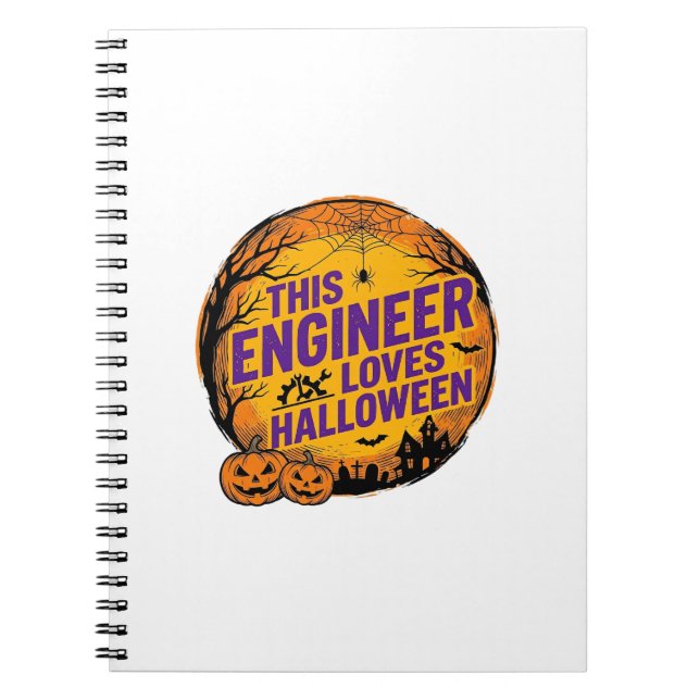 Engineer Loves Halloween Vintage Pumpkin Design_1 Notebook (Front)
