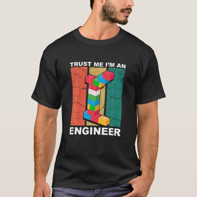 Engineer Master Builder Building Bricks Blocks Con T-Shirt (Front)