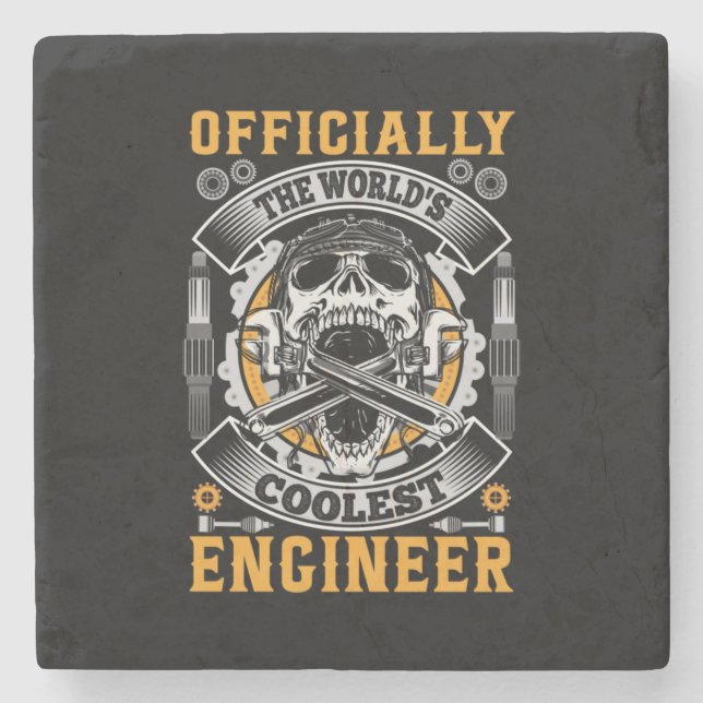 Engineer Officially The World Coolest Engineer Stone Coaster (Front)