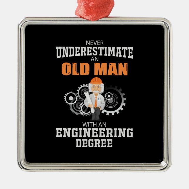Engineer Old Man With An Engineering Degree Metal Tree Decoration (Front)